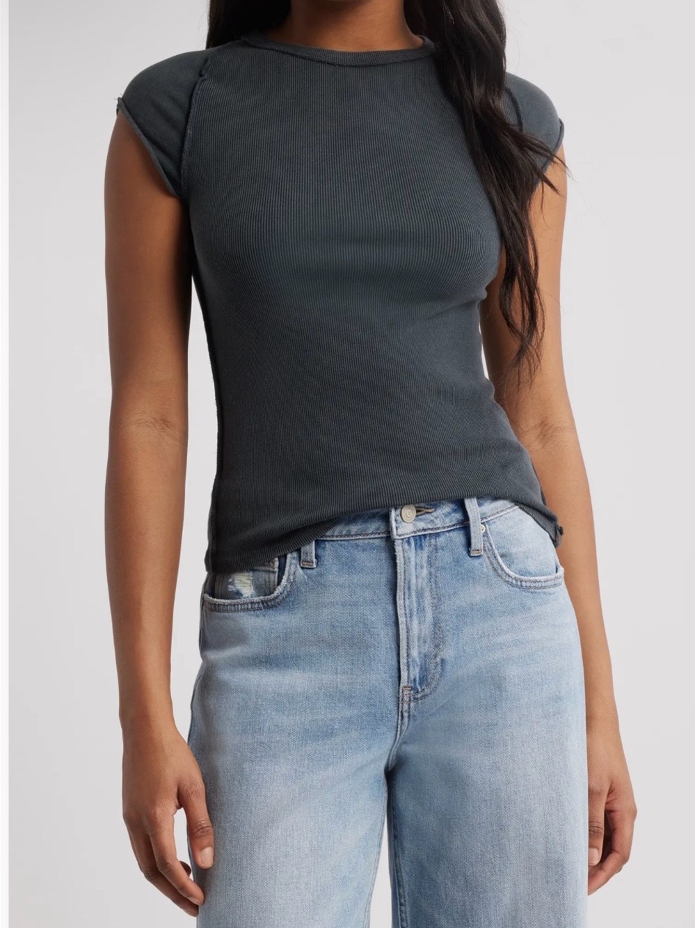 Free people Ever Had Cap Sleeve Cotton T-Shirt